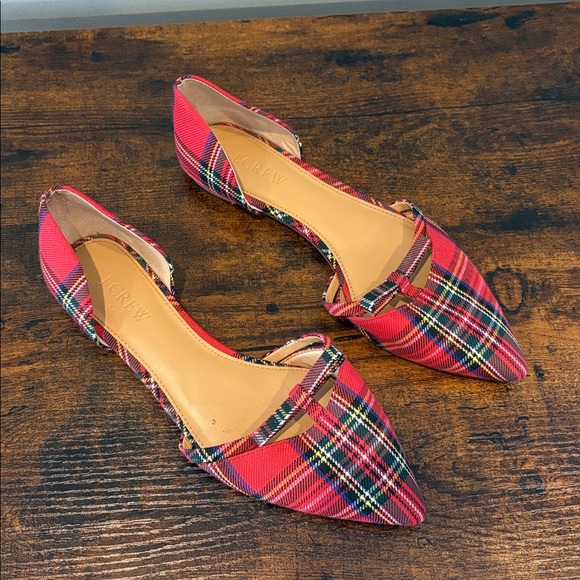 J. Crew Shoes - J. Crew Women's Vibrant Red Tartan Plaid D’Orsay Flats Size 7.5 Shoes